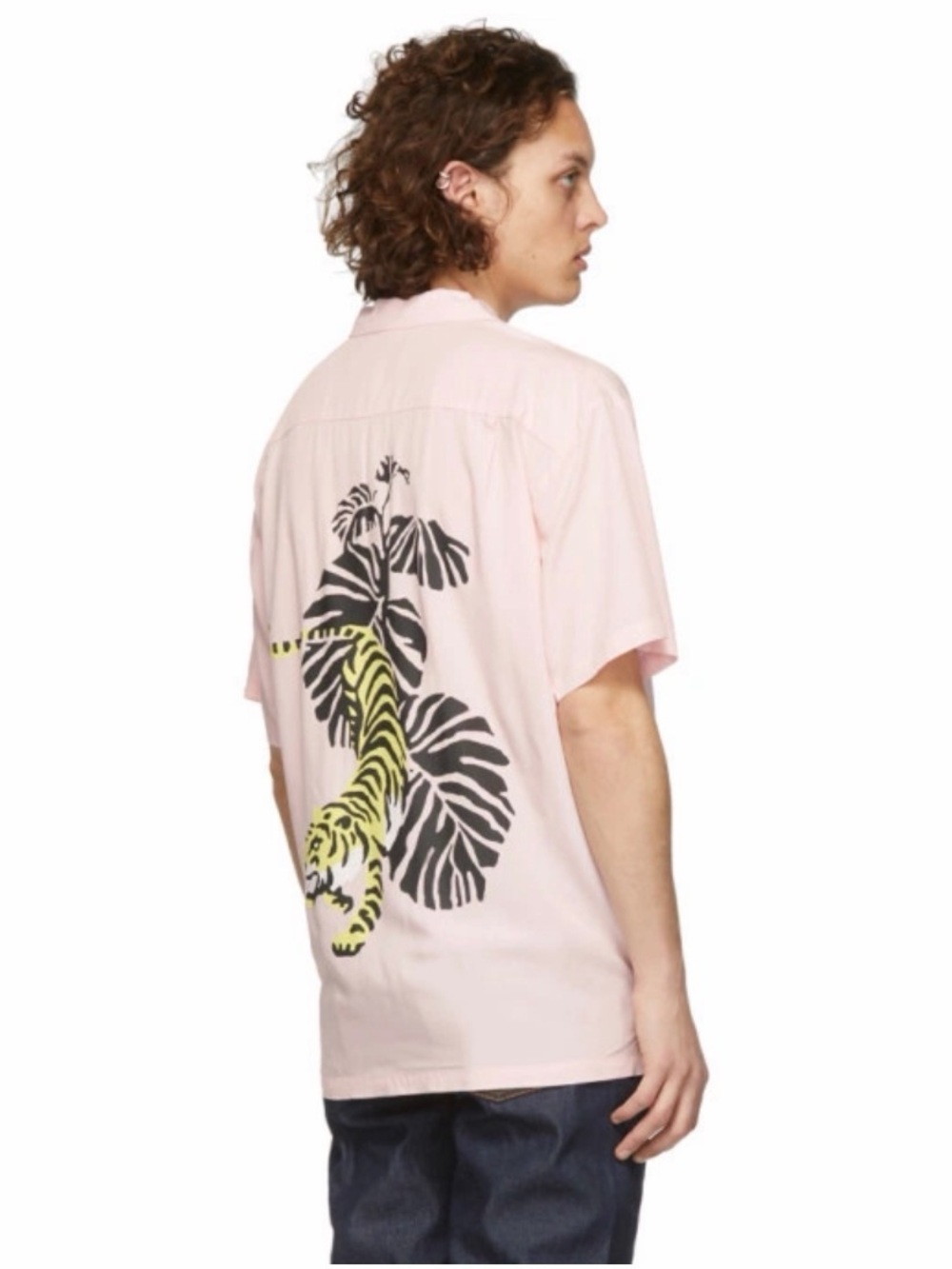 Double Rainbouu Night Crawler Tiger Shirt Men’s M Pink Short Sleeve Button Up